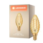 Ledvance Vintage 1906 LED E14 Kronljus Guld 2.5W 220lm - 824 Extra Varm Vit | Ersättare 25W