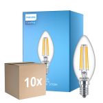 Flerpack 10x Philips Corepro LED Kronljus E14 Filament Klar 6.5W 806lm - 827 Extra Varm Vit | Ersättare 60W