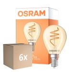 Flerpack 6x Osram Vintage 1906 LED Classic Slim E14 Päron Filament Guld 4.9W 470lm - 922 Extra Varm Vit | Bästa Färgåtergivning - Dimbar - Ersättare 40W