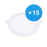 Flerpack 15x Bright Choice LED Downlight UltraSlim 15W 1200lm 110D - 840 Kallvit | 190mm - Utskärning   175mm