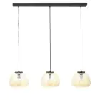 Brilliant Kaizen Pendellampa Glas Pendellampa Metall Svart Beige | Passande för 3x E27