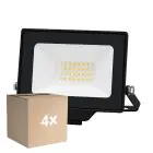 Flerpack 4x Noxion LED Strålkastare Beamy Aluminium Svart 20W 2200lm 100D - 830 Varm Vit | IP65 - Symmetrisk 