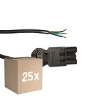 Flerpack 25x Noxion GST - Kompatibel Strömkabel Svart - Manlig + Öppna ändar - 2m - 3 pole 0,75mm2