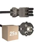 Flerpack 25x Noxion GST - Kompatibel Strömkabel Svart - Kvinnlig + Schuko Europlug - 2m - 3 pole 0.75mm2
