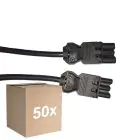 Flerpack 50x Noxion GST - Kompatibel Förlängningskabel Svart - Manlig + Kvinnlig - 1m - 3 pole 1,5mm2