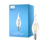 Philips Corepro LED Kronljus E14 Bøyd spiss Filament Klar 2W 250lm - 827 Extra Varm Vit | Ersättare 25W