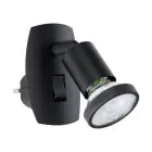 Eglo Vägglampa Parrini Lamp med Strömkontakt Svart 4.5W 345lm - 830 Varm Vit | IP20 - Inkl. 1x GU10