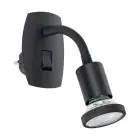 Eglo Vägglampa Parrini Lamp med Strömkontakt Svart 4.5W 345lm - 830 Varm Vit | IP20 - Inkl. 1x GU10